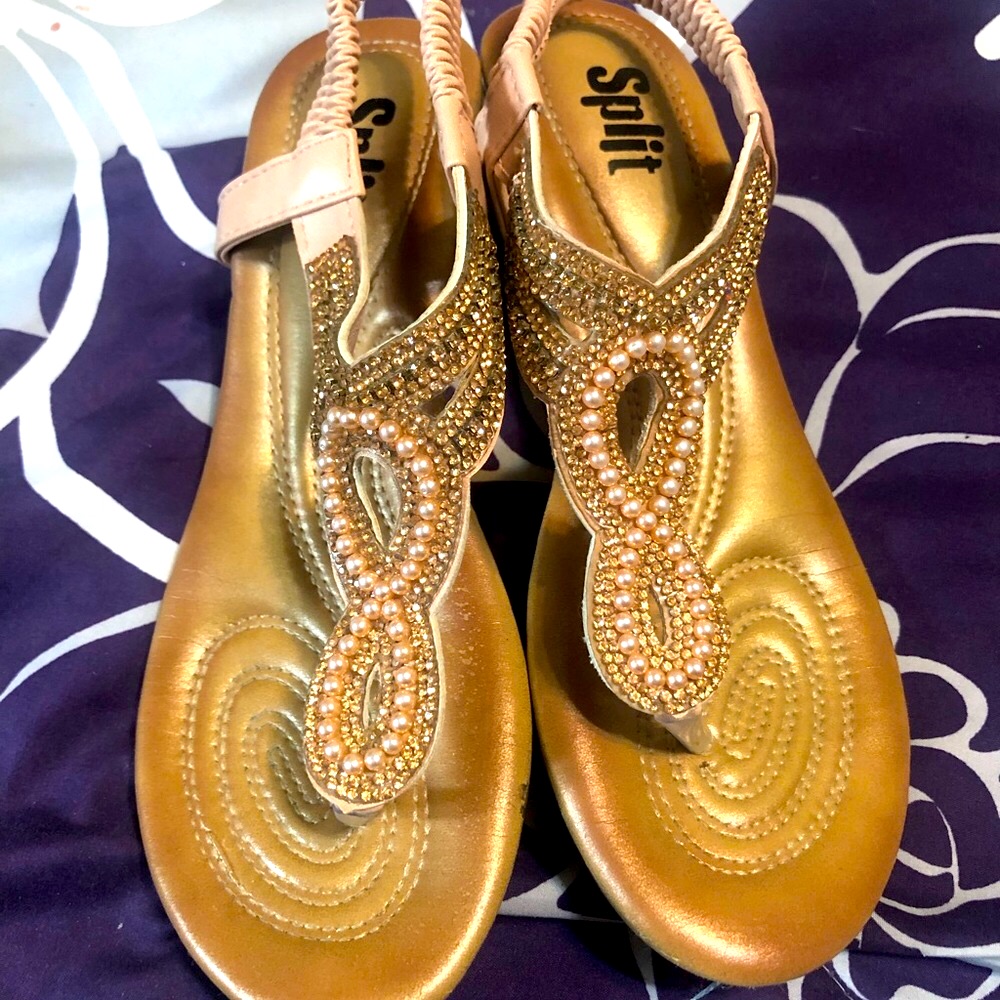 Split Glitter Sandals